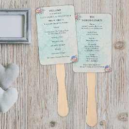  Groen Bloemen Shabby Chic Wedding Programma Handwaaier