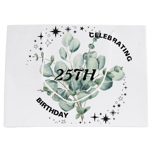 Groen Bloemen Sky Star Verjaardagsviering Groot Cadeauzakje (Voorkant)