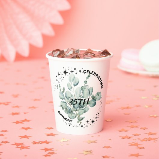 Groen Bloemen Sky Star Verjaardagsviering Papieren Bekers (Insitu)