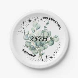 Groen Bloemen Sky Star Verjaardagsviering Papieren Bordje