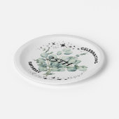 Groen Bloemen Sky Star Verjaardagsviering Papieren Bordje (Gekanteld)