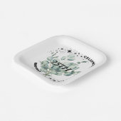 Groen Bloemen Sky Star Verjaardagsviering Papieren Bordje (Gebogen)