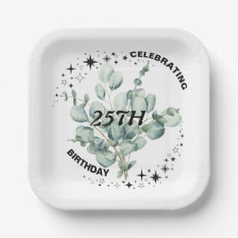 Groen Bloemen Sky Star Verjaardagsviering Papieren Bordje