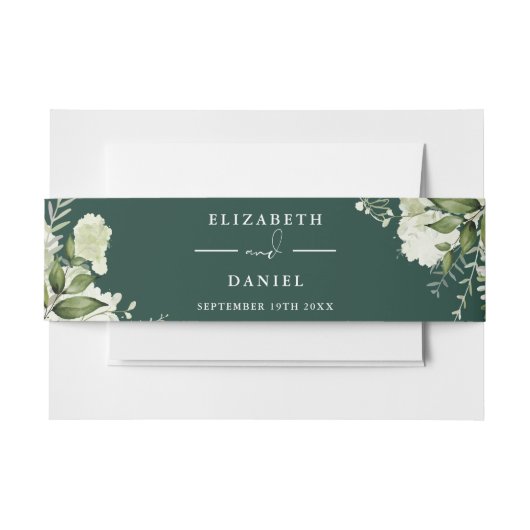 Groen Bloemen Smaragd Groen Bruiloft Uitnodiging Uitnodigingen Wikkel (Voorkant Voorbeeld)
