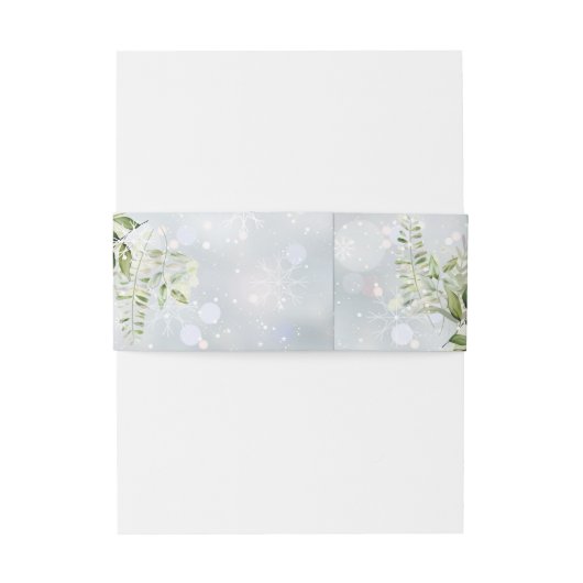 Groen Bloemen Sneeuwvlokken Winter Bruiloft Uitnodigingen Wikkel (Achterkant Voorbeeld)