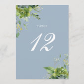 Groen Bloemen Stoffig Blauw Tafelnummer (Achterkant)