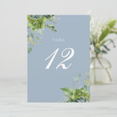 Groen Bloemen Stoffig Blauw Tafelnummer (Staand voorkant)