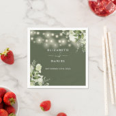 Groen Bloemen String Lichten Olive Green Wedding Servet (Insitu)