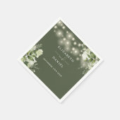 Groen Bloemen String Lichten Olive Green Wedding Servet (Hoek)