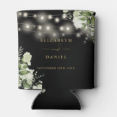 Groen Bloemen String Lichten Zwart Goud Trouwen Blikjeskoeler (Achterkant)