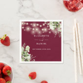 Groen Bloemen String Lights Bourgondië bruiloft Servet (Insitu)