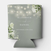 Groen Bloemen String Lights Sage Groen Bruiloft Blikjeskoeler (Achterkant)