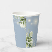 Groen Bloemen String Lights Stoffig Blauw Bruiloft Papieren Bekers (Rechts)