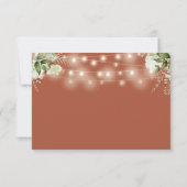 Groen Bloemen String Lights Terracotta Bruiloft RSVP Kaartje (Achterkant)
