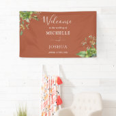 Groen Bloemen Terracotta bruiloft Welkom Spandoek (Insitu)