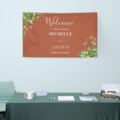 Groen Bloemen Terracotta bruiloft Welkom Spandoek (Beurs)