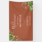 Groen Bloemen Terracotta bruiloft Welkom Spandoek (Verticaal)