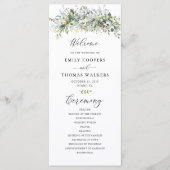 Groen Bloemen Trouwceremonie Programma Programmakaart (Voorkant)