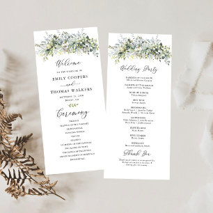 Groen Bloemen Trouwceremonie Programma Programmakaart