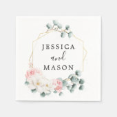 Groen Bloemen Trouwcocktail servet (Voorkant)