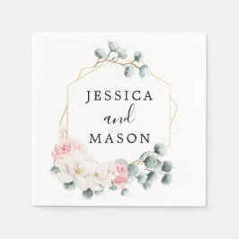 Groen Bloemen Trouwcocktail servet