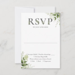 Groen Bloemen Typografie Huwelijk RSVP Kaartje