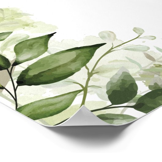 Groen Bloemen Typografie Huwelijk Welkom Teken Poster (Hoek)