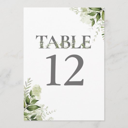 Groen Bloemen Typografie Tafelnummer (Voorkant)