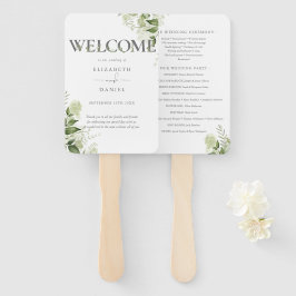 Groen Bloemen Typografie Trouwprogramma Handwaaier