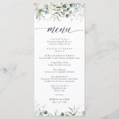 Groen Bloemen Waterverf bruiloft Menu (Voorkant)