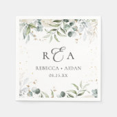 Groen Bloemen Waterverf bruiloft Servet (Voorkant)