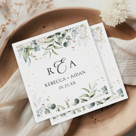 Groen Bloemen Waterverf bruiloft Servet