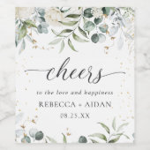 Groen Bloemen Waterverf bruiloft Wijn Etiket (Enkel label)