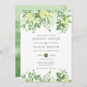 Groen Bloemen Waterverf Tuin bruiloft Kaart (Voorkant / Achterkant)