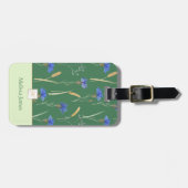 Groen Bloemen Wildbloem Monogram Bagagelabel (Voorkant horizontaal)