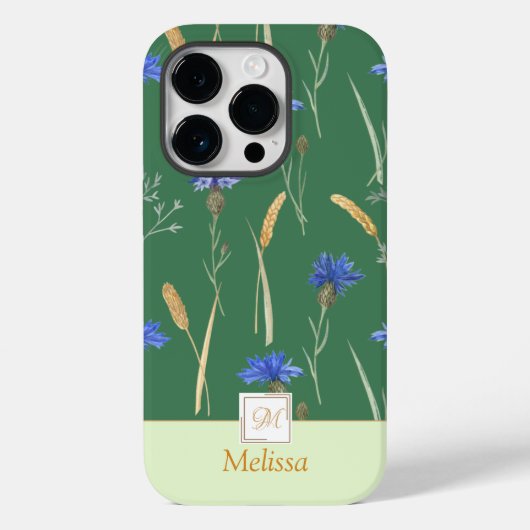 Groen Bloemen Wildbloem Monogram Case-Mate iPhone Case (Achterkant)