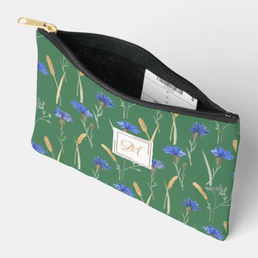 Groen Bloemen Wildbloem Monogram Etui (Open)