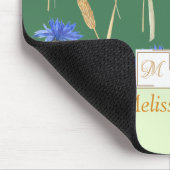 Groen Bloemen Wildbloem Monogram Muismat (Hoek)