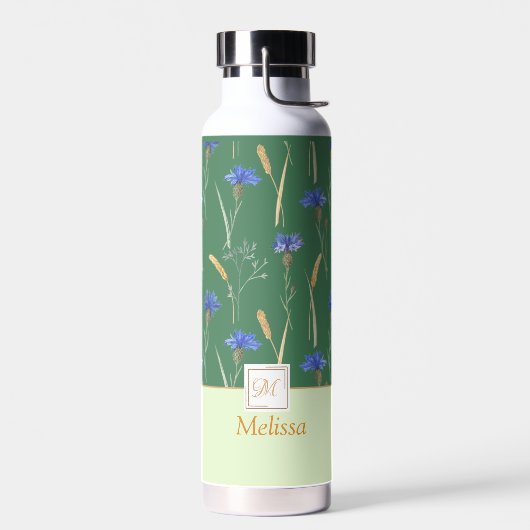 Groen Bloemen Wildbloem Monogram Waterfles (Links)