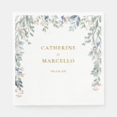 Groen Bloemen Wildflowers Gold Wedding Servet (Voorkant)