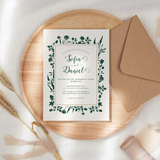Groen Bloemen Winter Wedding Kaart