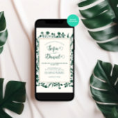 Groen Bloemen Winter Wedding Kaart
