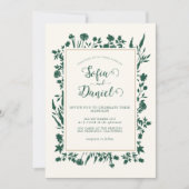 Groen Bloemen Winter Wedding Kaart (Voorkant)