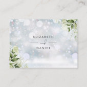 Groen Bloemen Wishing Well Winter Bruiloft Informatiekaartje (Achterkant)