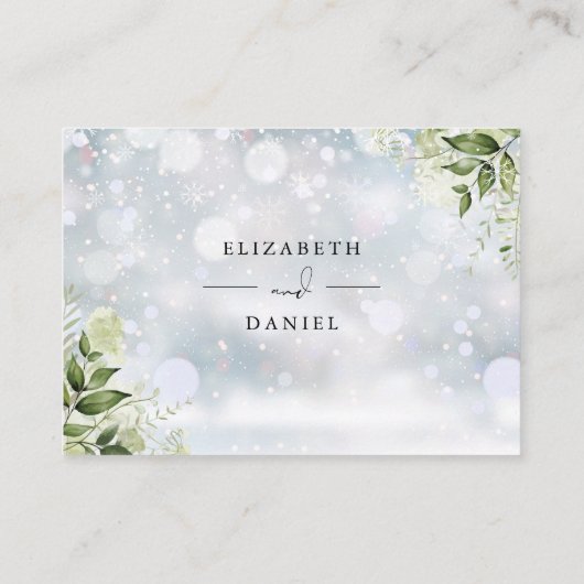 Groen Bloemen Wishing Well Winter Bruiloft Informatiekaartje (Achterkant)