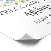Groen Bloemen Witte Olifant Baby shower Welkom Poster (Hoek)