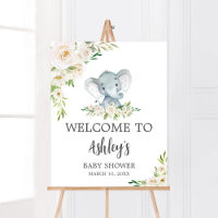 Groen Bloemen Witte Olifant Baby shower Welkom