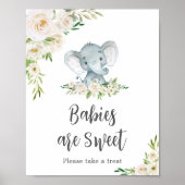 Groen Bloemen Witte Olifant Baby's zijn Zoet Poster (Voorkant)