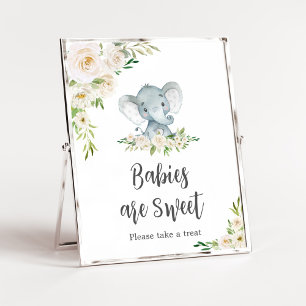 Groen Bloemen Witte Olifant Baby's zijn Zoet Poster
