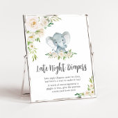 Groen Bloemen Witte Olifant Late Night Luiers Poster